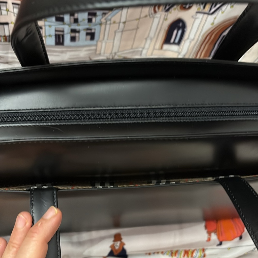 Burberry Black Leather Briefcase medium size with Signature Check - Picture 4 of 16